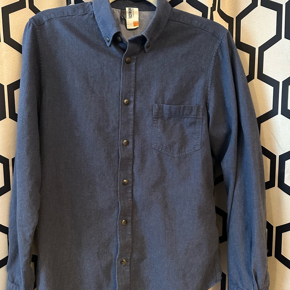 Ben Sherman Dark Blue Luxe Flannel Casual Button-Down Shirt